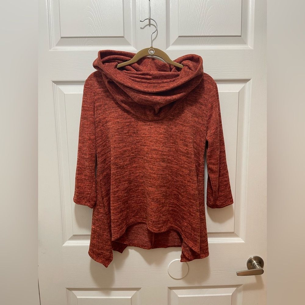 Womens Pullover Sweater Cowl Neck Size S Petite New Directions Orange